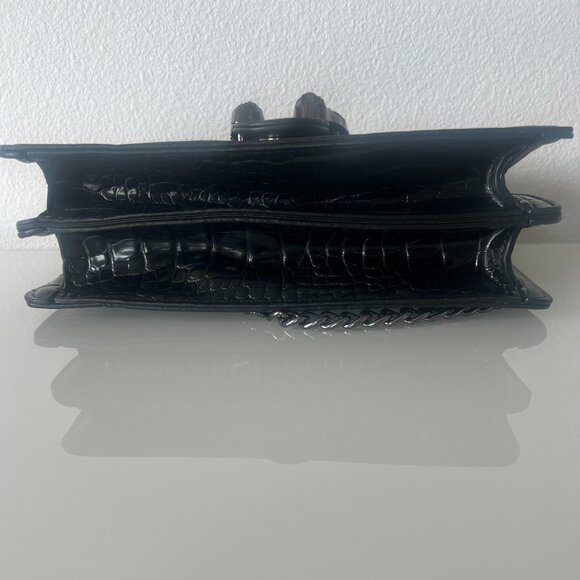Crocodile Faux Leather Black Crossbody Shoulder Bag - Picture 6 of 6
